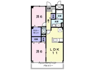 エバーグリーン桜川【1階】の間取り