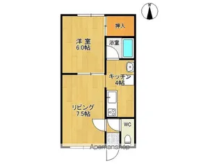 レインボーハイツK【105号室】の間取り