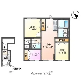 ウエストソレイユ(坂戸市大字石井 アパートⅢ)【2階】の間取り