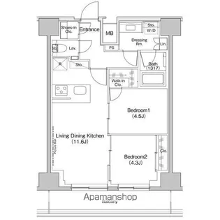 ザ・パークハビオ入谷【14階】の間取り