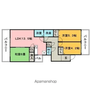 エトワール大善寺【502号室】の間取り