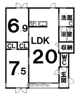 プリマ上士幌C棟【3階】の間取り