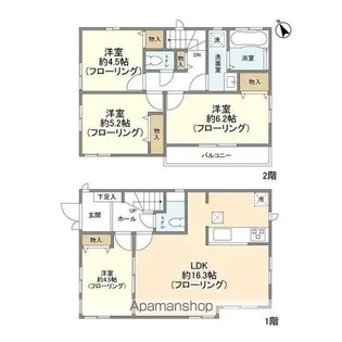 東京都国立市谷保【一戸建】の間取り