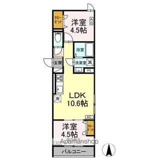 セレスティア南花畑III【2階】の間取り