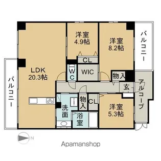 HALE LANI 徳川【5階】の間取り