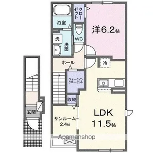 ル・ボヌール三木Ⅶ【2階】の間取り
