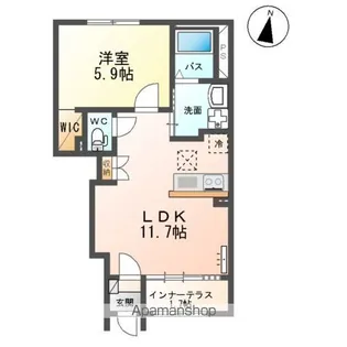 リバレイン南川【1階】の間取り