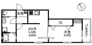 BRAND NEW DAY 箱崎【2階】の間取り