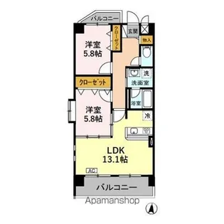UーDINE市場木【7階】の間取り