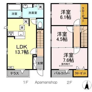 Cortile Y(コルティーレ ワイ)【106号室】の間取り