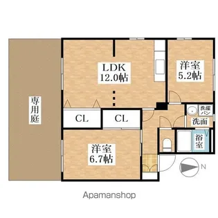 ドエルクレセント【102号室】の間取り