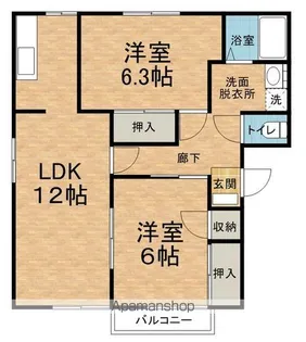 タウニー樹里E【202号室】の間取り