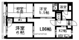 アイヒルズ松山【202号室】の間取り