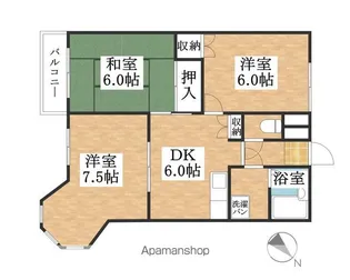 サンリバー【2A号室】の間取り