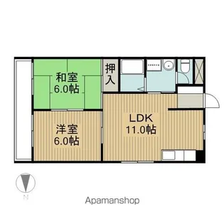 渡辺コーポⅡ【406号室】の間取り