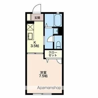 ルミエールK B【1階】の間取り