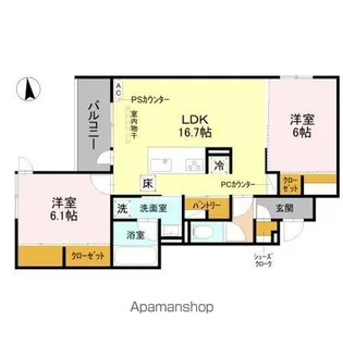 靜古苑THE VERT 本館【102号室】の間取り