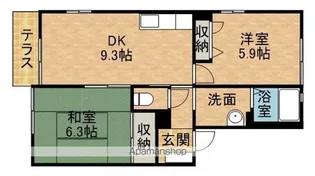 シサミタウンB【1階】の間取り
