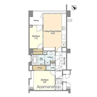 ストーリア赤坂【1階】の間取り