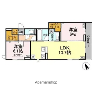 D PAINA 宿河原6 II【2階】の間取り