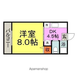 ピュア西新ABCD棟【D107号室】の間取り