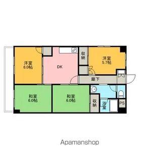 ユナイテッドマンション【5階】の間取り