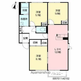 セトル嵐 A棟【102号室】の間取り