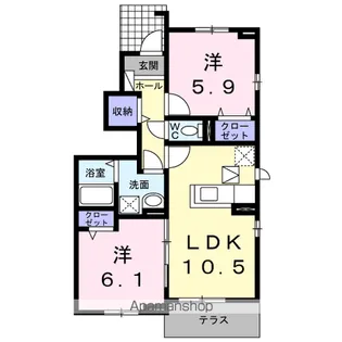 ロータス南島田A【1階】の間取り