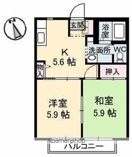 パティオ 1・2棟【1-205号室】の間取り