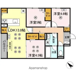 トリシア東大利【3階】の間取り