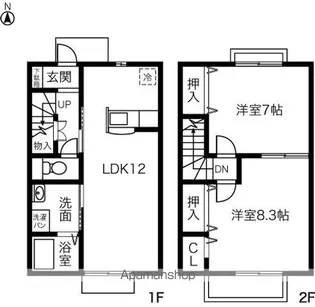 愛知県一宮市北方町北方字北辰已前【テラスハウス】の間取り