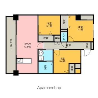 プログレッソ花の木【2階】の間取り