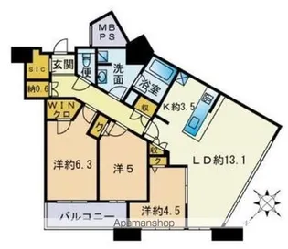 I TOWER【304号室】の間取り