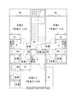 メゾンクレール二日市伍番館【102号室】の間取り