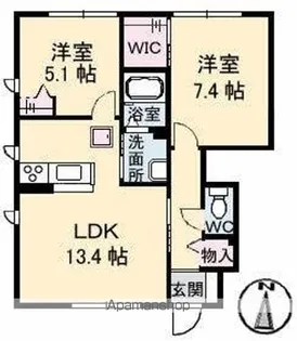 シャーメゾンONOA・B棟【A103号室】の間取り
