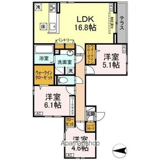 セレスティア開成 B棟【1階】の間取り