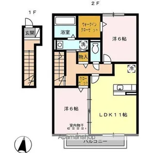 グランドールふじが丘 B【2階】の間取り