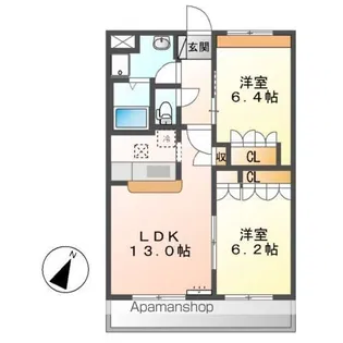 グランディールⅡ【1階】の間取り
