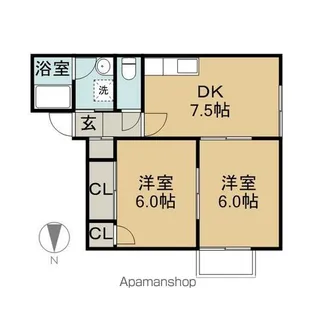リバーサイドあじきA【1階】の間取り
