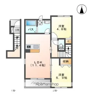 フリューゲル【2階】の間取り