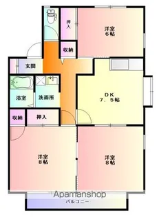 ロイヤルシティ上坊C棟【201号室】の間取り