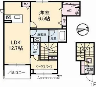 リバーウエストA棟【2階】の間取り