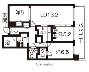 グラティア平岸【8階】の間取り