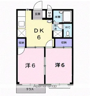 お花畑ハイツC棟【1階】の間取り