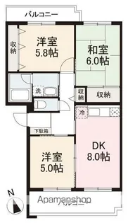 ロゼオガーデン【203号室】の間取り