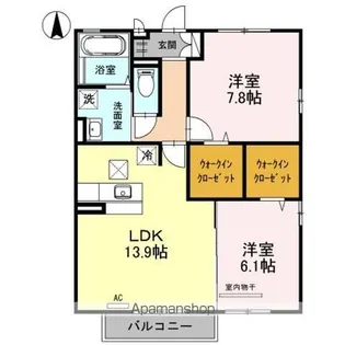 サンフラワー ガーデン A棟【1階】の間取り