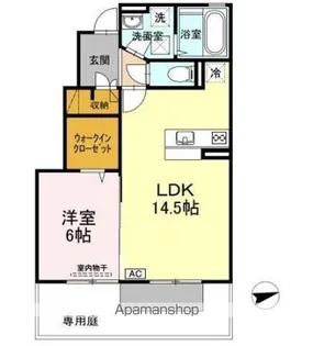 フェリス河内 B棟【1階】の間取り