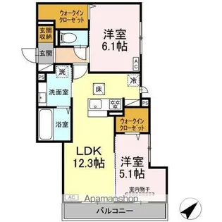 プレミア西条中央B棟【1階】の間取り