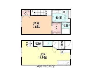 PRIMO粟島Ⅱ【117号室】の間取り