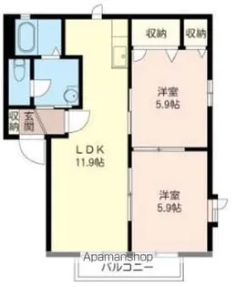 カンフォートKA・KB【A101号室】の間取り